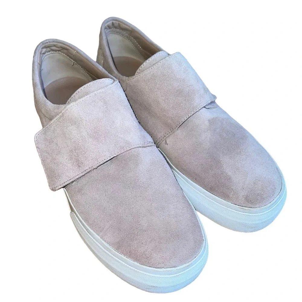 Vince Cage Sport Grip strap Platform suede Sneakers Size 8.5 Putty Pink